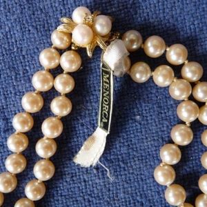 Menorca faux pearl necklace double vintage gold